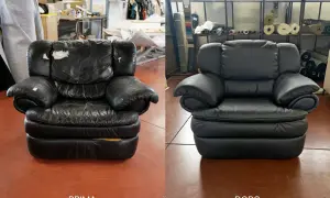Prima e dopo: come rivestire una poltrona in ecopelle per darle nuova vita.