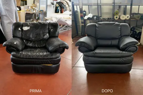 Prima e dopo: come rivestire una poltrona in ecopelle per darle nuova vita.