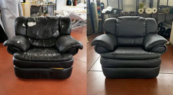 Prima e dopo: come rivestire una poltrona in ecopelle per darle nuova vita.