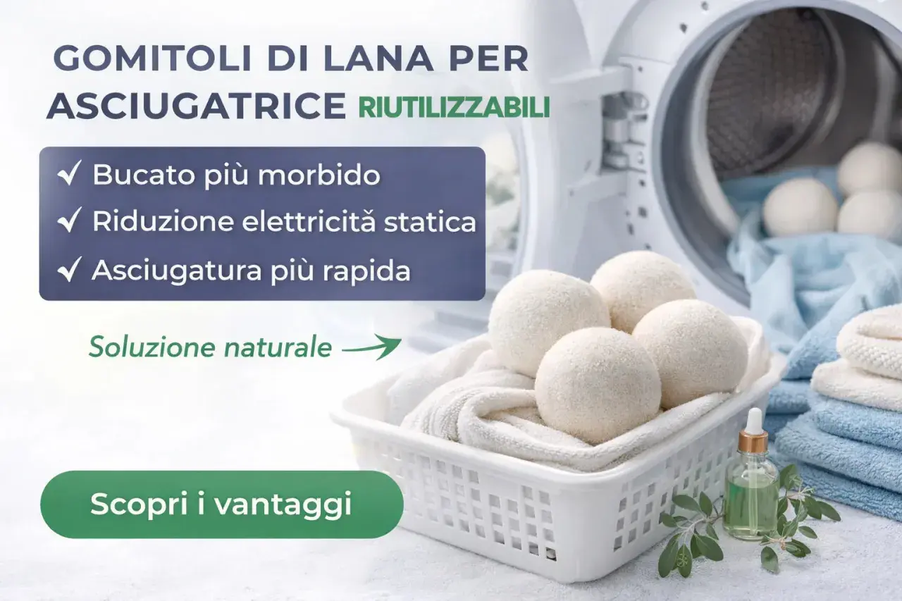 Gomitolini di lana in asciugatrice per un bucato più morbido e asciugatura rapida. Soluzione naturale.