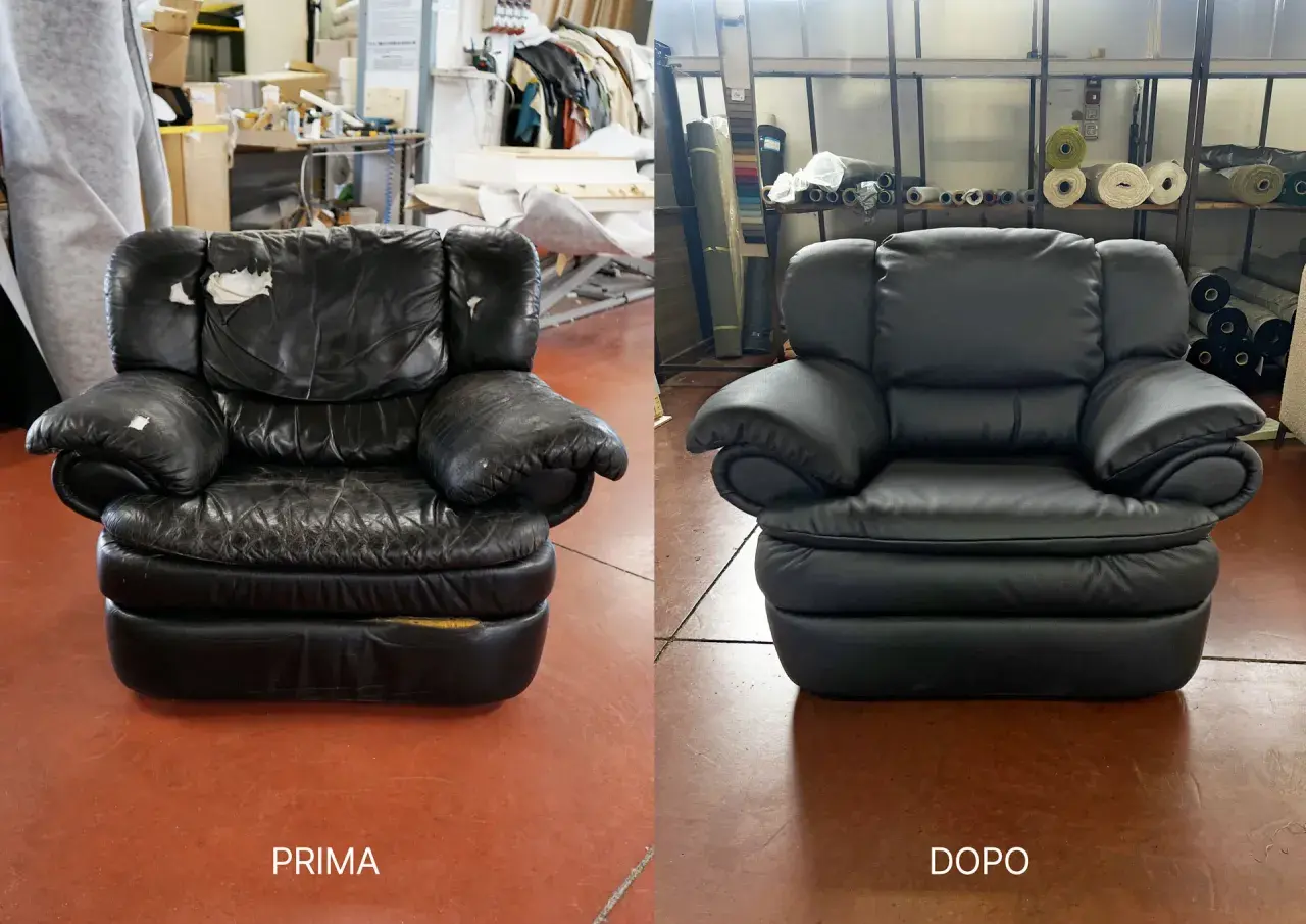 Prima e dopo: come rivestire una poltrona in ecopelle per darle nuova vita.
